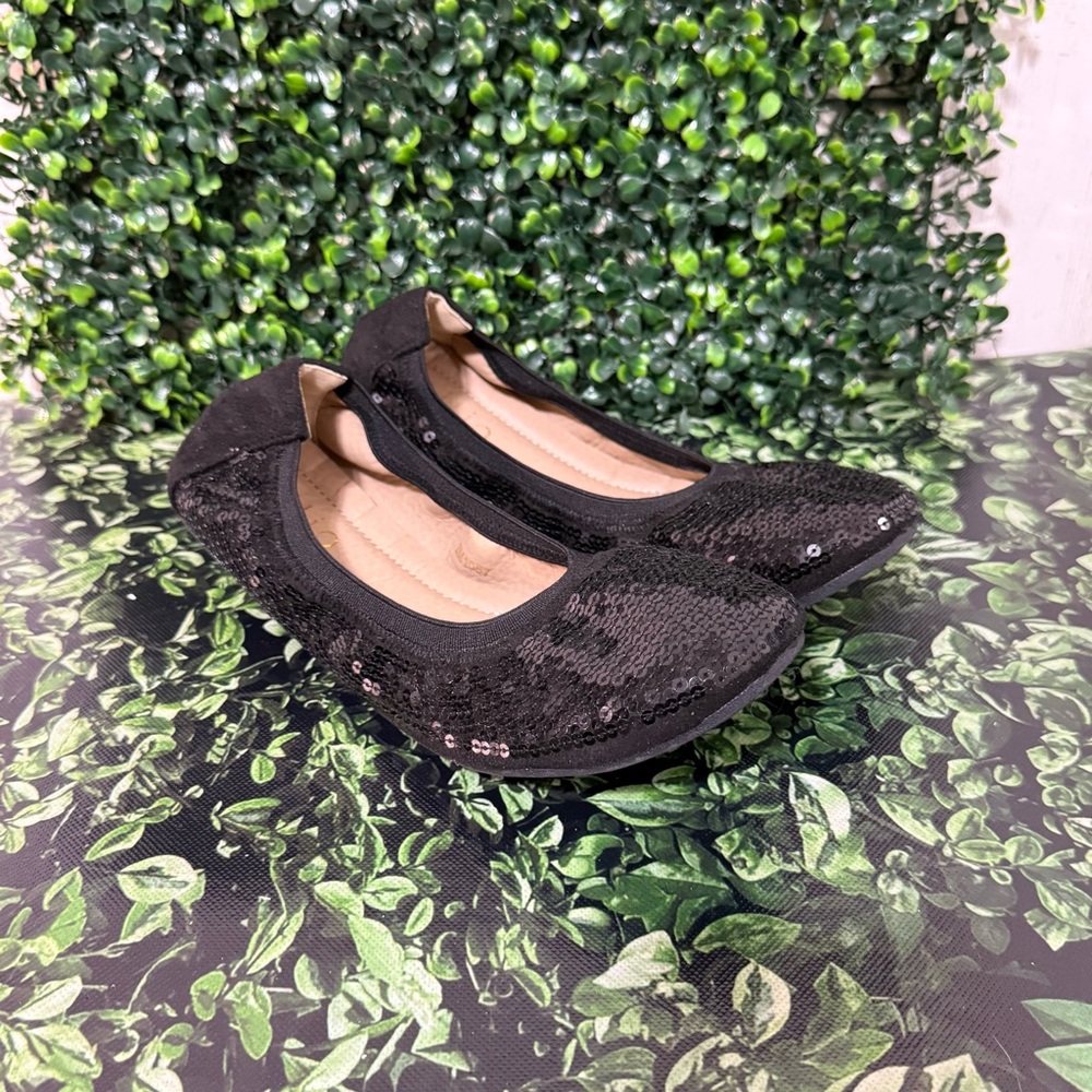 Ollio Black Sequin Slip Ons